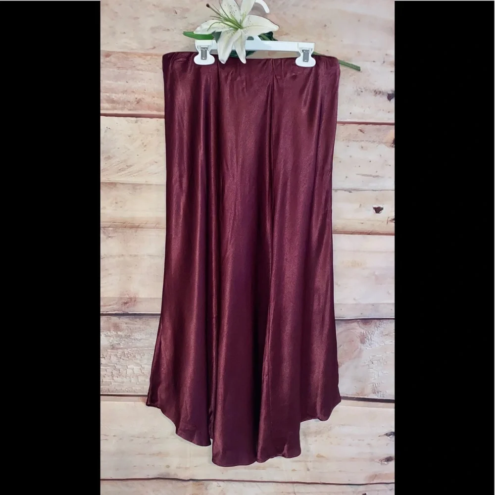 Johnny Was Silky Maroon Maxi Skirt sz S - Picture 5 of 10